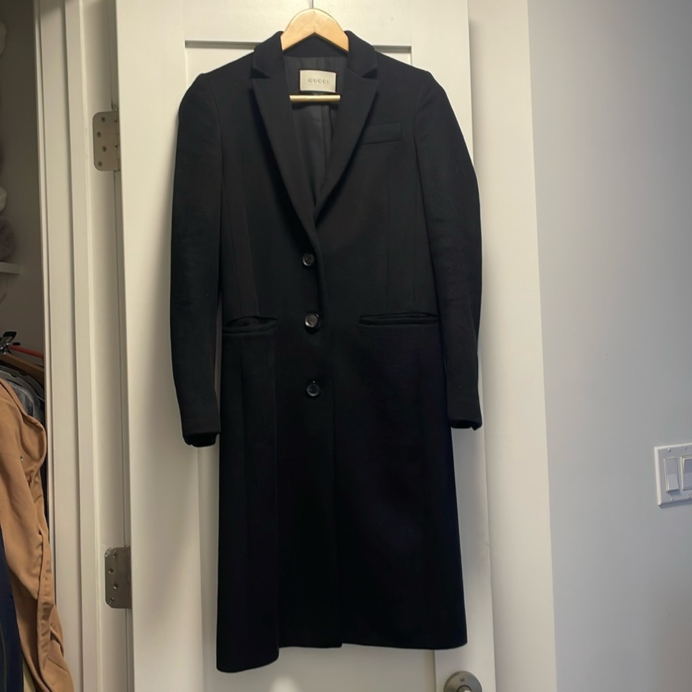 SOLD Gucci Wool Chester Coat in Black Size 36 IT